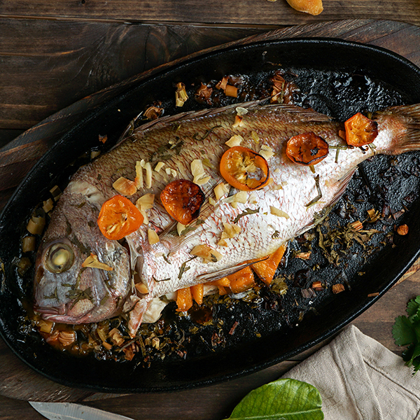 Baked Porgy with Basil